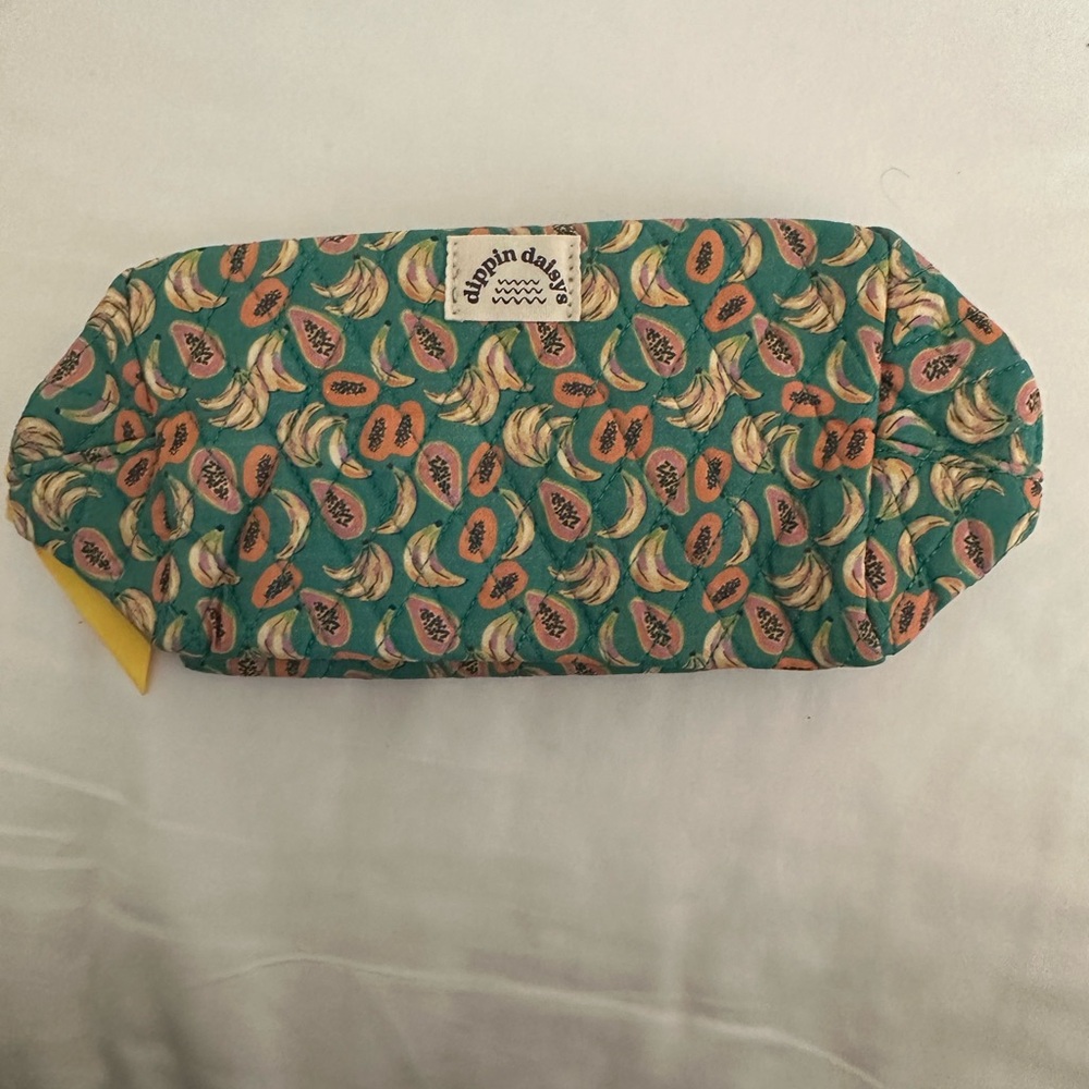 Dippin daisys papaya banana tropical pattern turquoise makeup cosmetic bag case